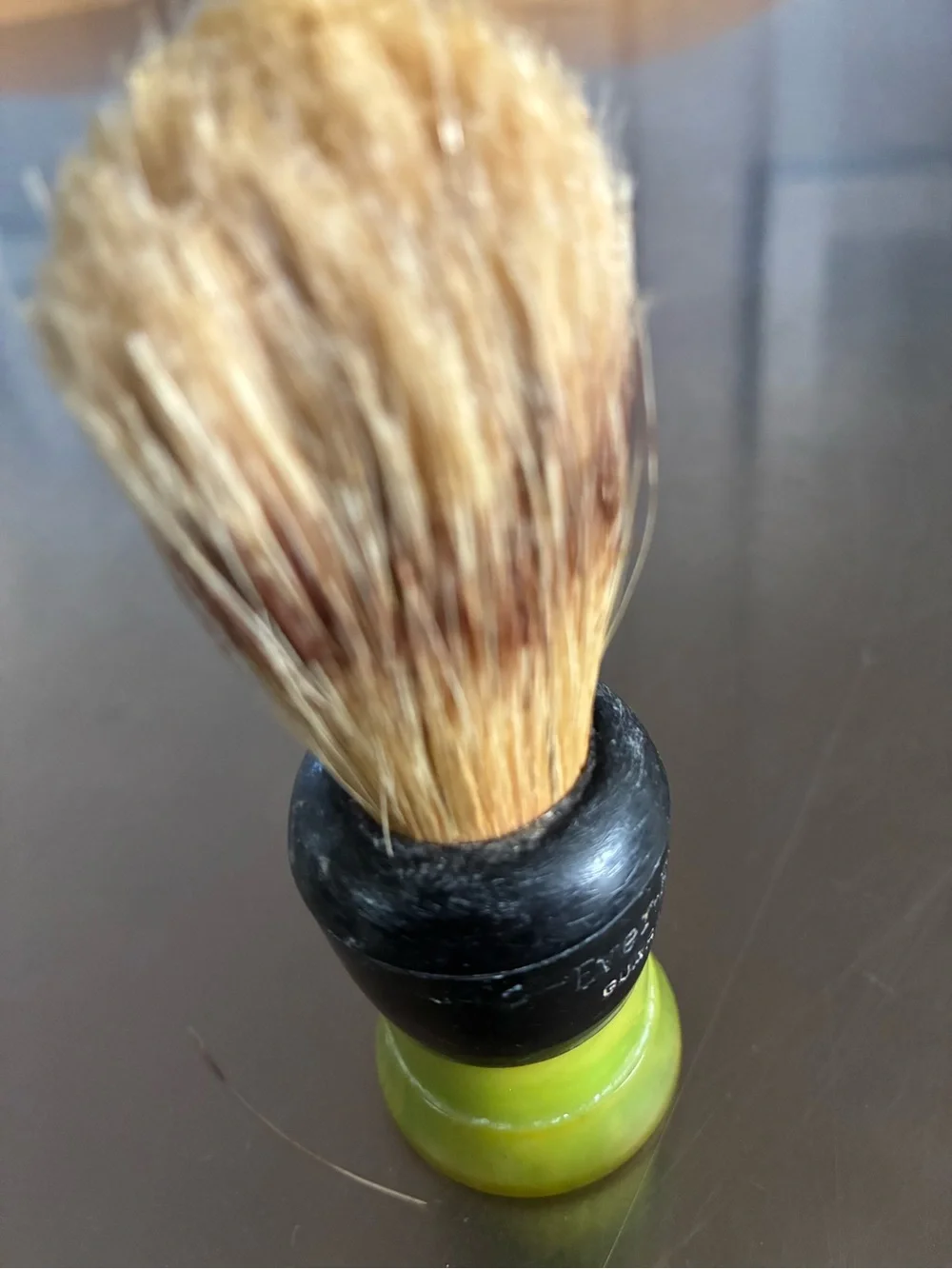 Shaving Brush Bakelite Catalan Yellow-Green W/ Boar or Badger Bristles VTG